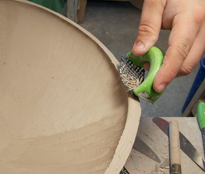 Bill Wilkey using the Clay Shredder to add surface texture.